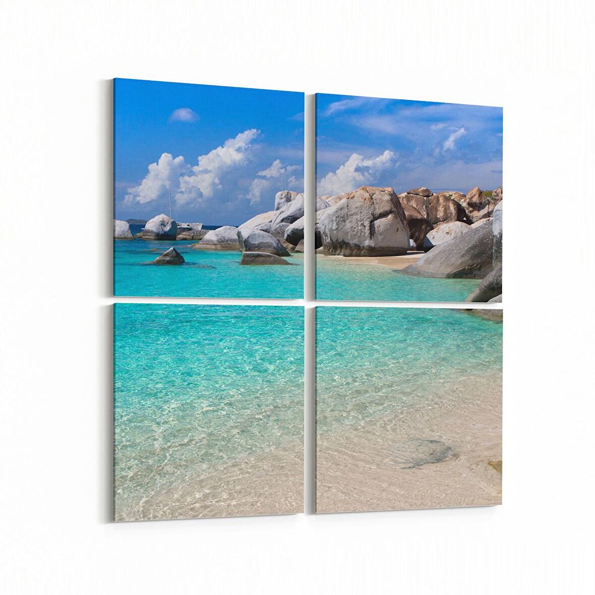 Olla 16561K4 Kumsal / Sahil Görseli Kare 4'lü Kanvas Tablo (Ölçü: 105X105)