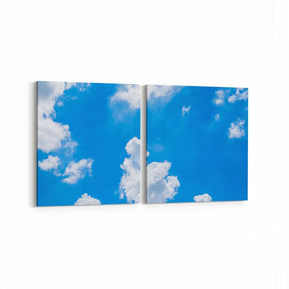 Olla 15635K2Y Gökyüzü Bulut Görseli Kare 2'li Yatay Kanvas Tablo (Ölçü: 65X30)