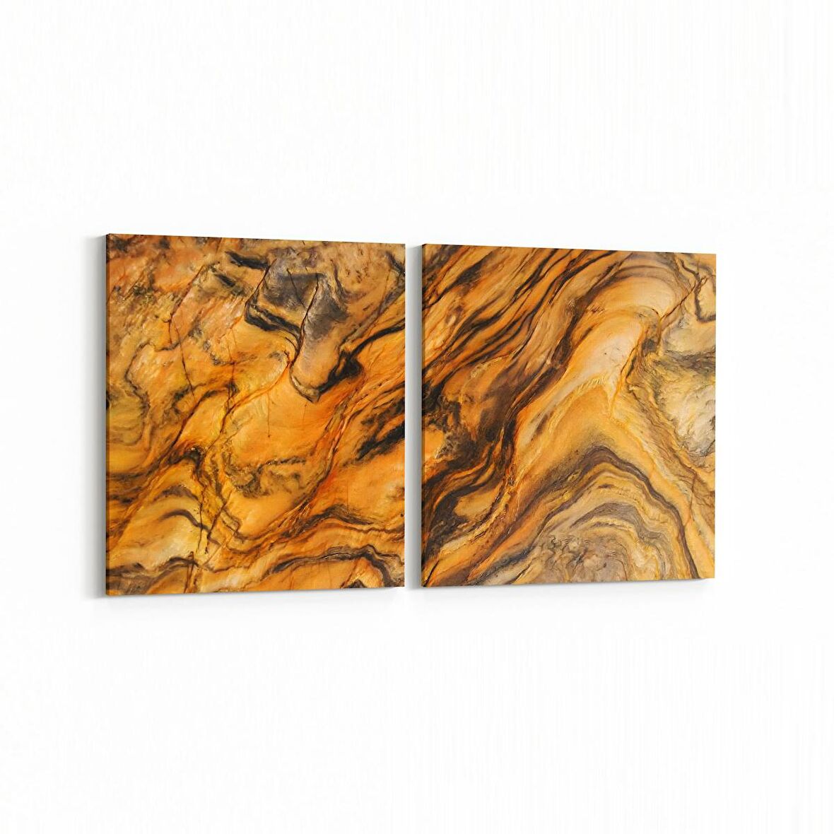 Olla 16651K2Y Mermer Desen Görsel Kare 2'li Yatay Kanvas Tablo (Ölçü: 125X60)