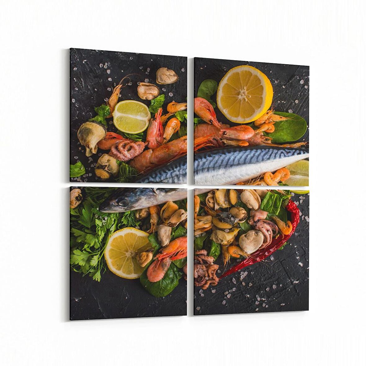 Olla 15267K4 Gıda Görseli Kare 4'lü Kanvas Tablo (Ölçü: 65X65)