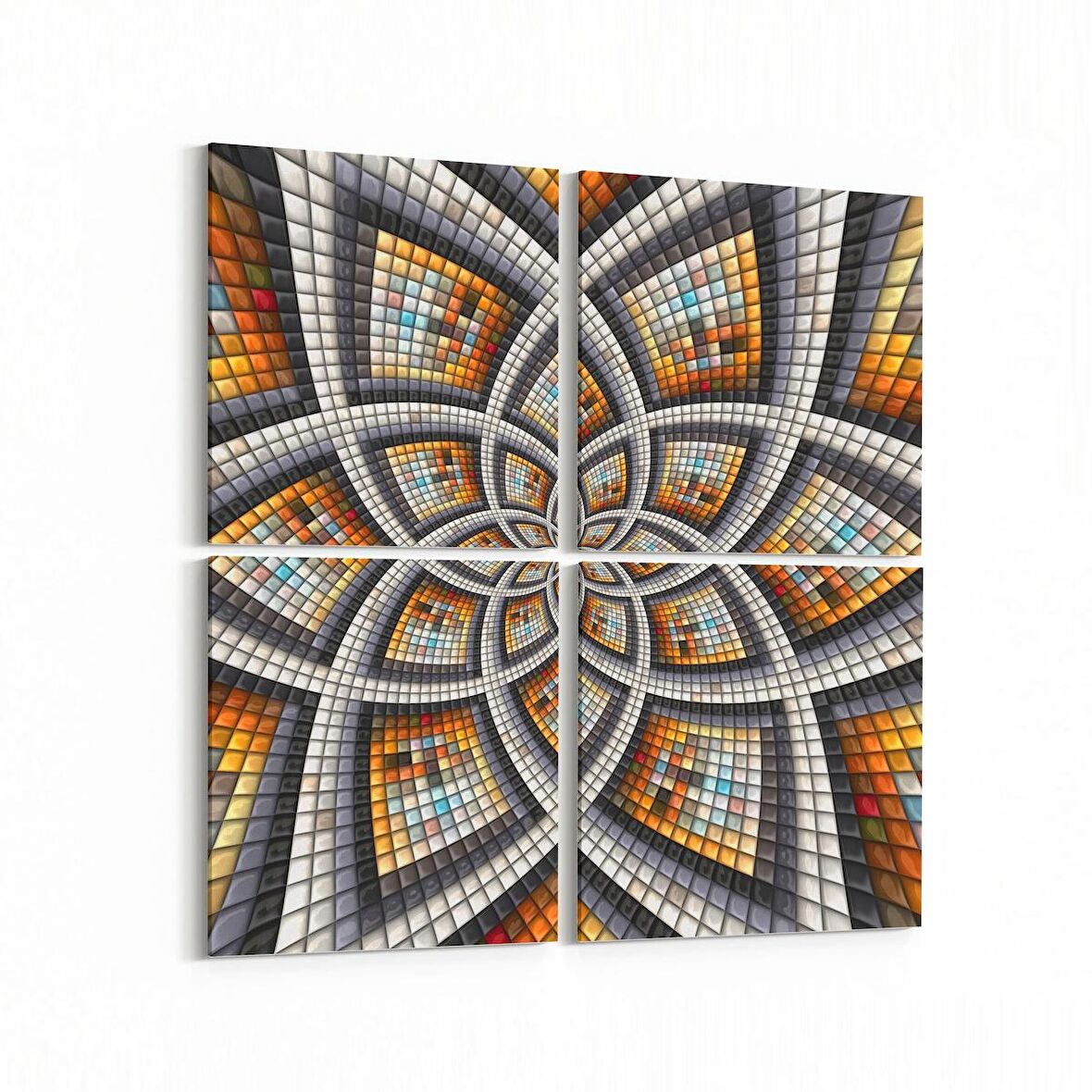 Olla 10203K4 Abstract Görsel Kare 4'lü Kanvas Tablo (Ölçü: 65X65)