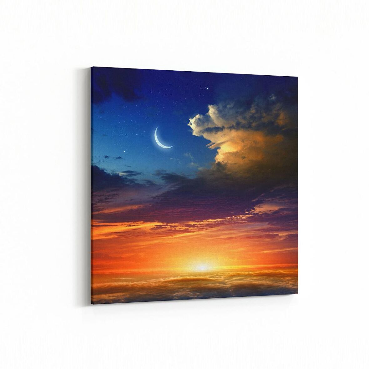 Olla 14729K Gece Gökyüzü Görseli Kare Kanvas Tablo (Ölçü: 25X25)