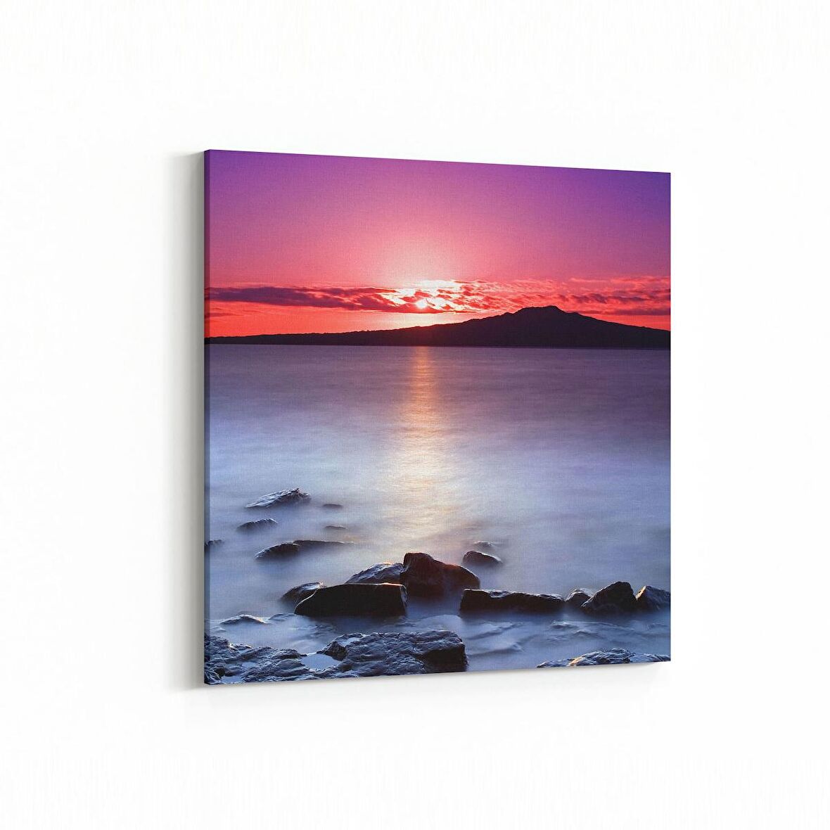 Olla 15974K Günbatımı Görseli Kare Kanvas Tablo (Ölçü: 60X60)