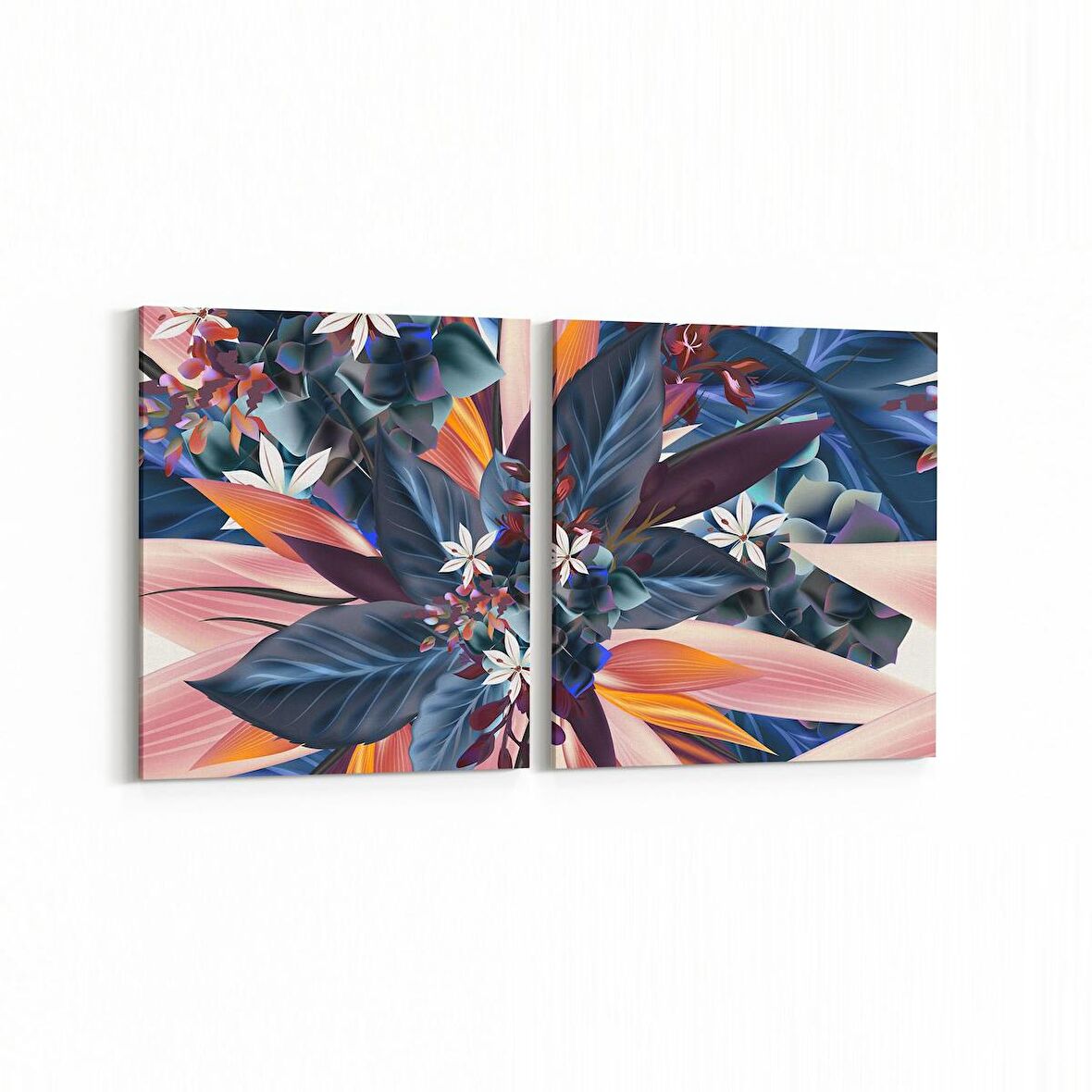 Olla 10385K2Y Abstract Görsel Kare 2'li Yatay Kanvas Tablo (Ölçü: 65X30)