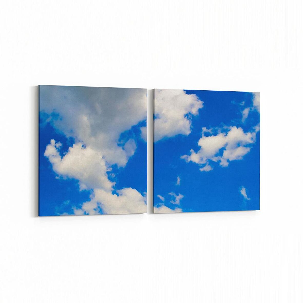 Olla 15669K2Y Gökyüzü Bulut Görseli Kare 2'li Yatay Kanvas Tablo (Ölçü: 85X40)