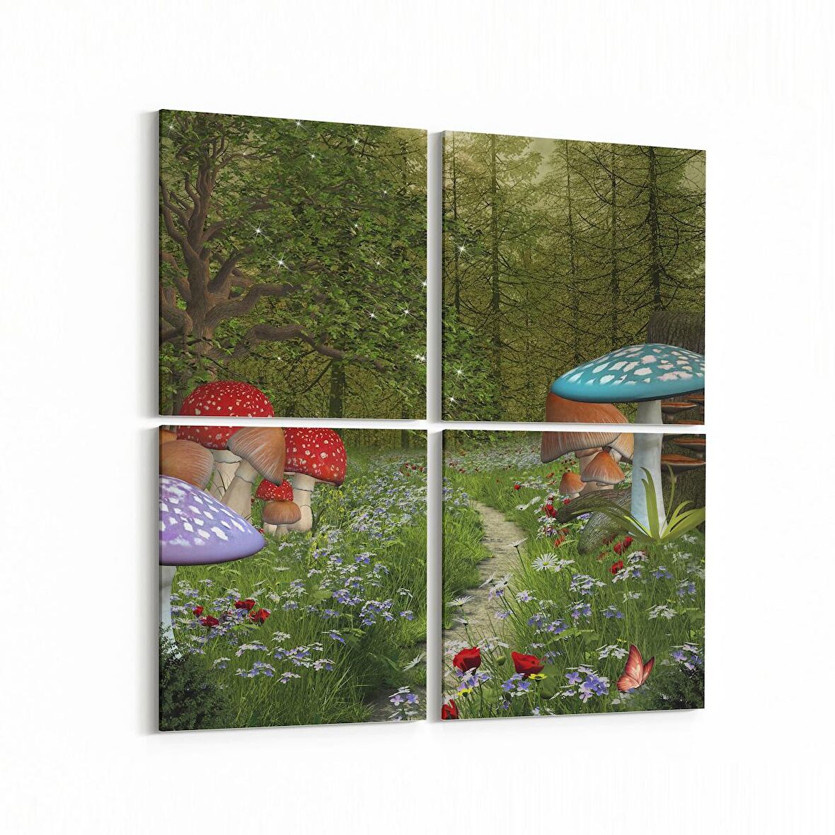 Olla 13881K4 Doğa / Manzara Görseli Kare 4'lü Kanvas Tablo (Ölçü: 145X145)