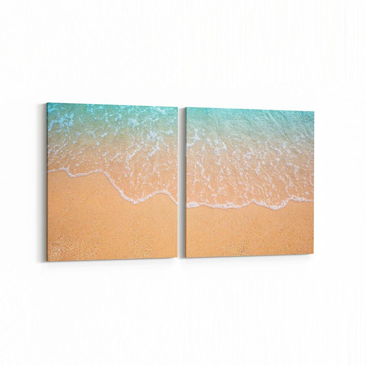 Olla 16414K2Y Kumsal / Sahil Görseli Kare 2'li Yatay Kanvas Tablo (Ölçü: 105X50)