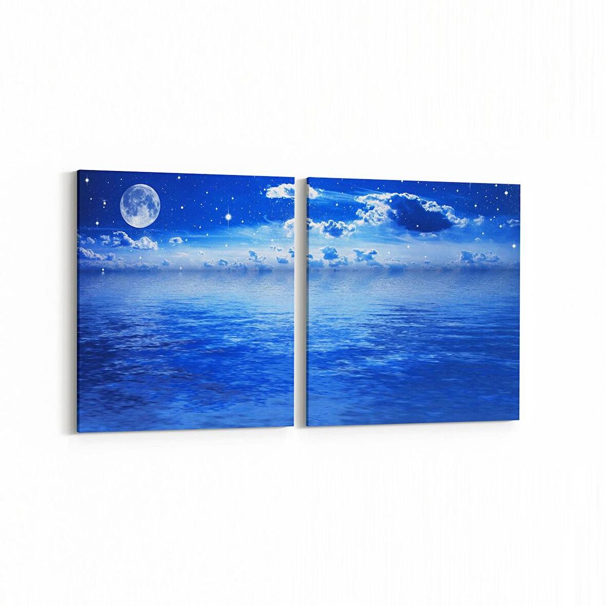 Olla 14778K2Y Gece Gökyüzü Görseli Kare 2'li Yatay Kanvas Tablo (Ölçü: 125X60)