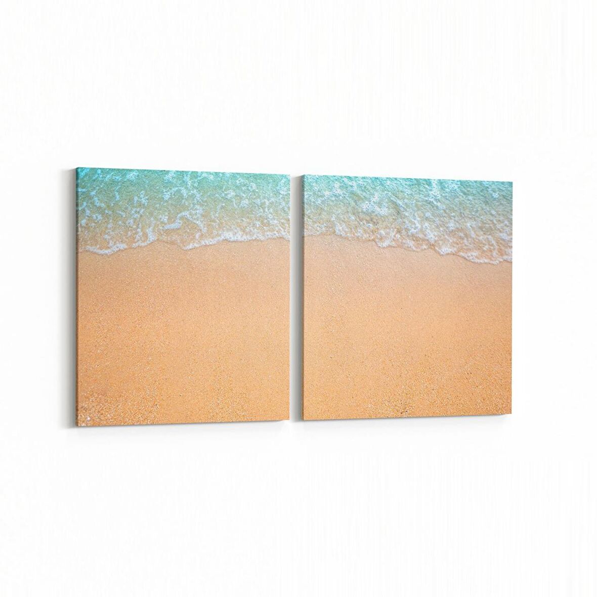Olla 16412K2Y Kumsal / Sahil Görseli Kare 2'li Yatay Kanvas Tablo (Ölçü: 105X50)