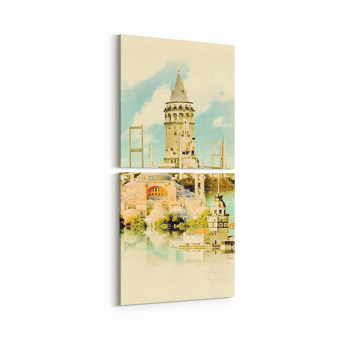 Olla 18474KD Yapı Görseli Kare 2'li Dikey Kanvas Tablo (Ölçü: 30X65)