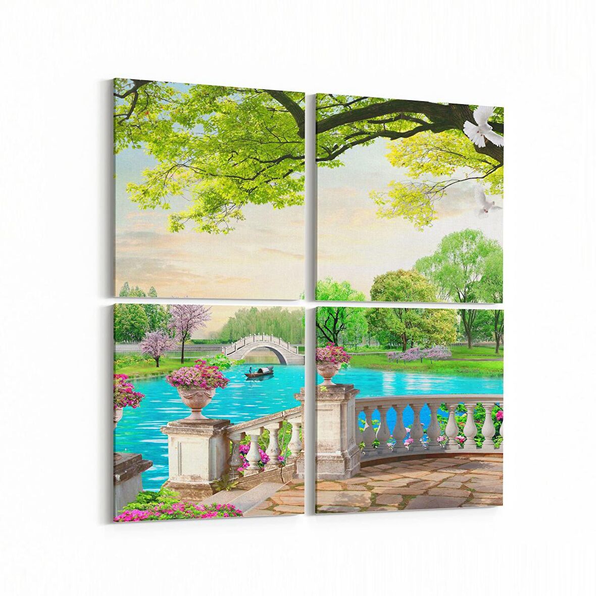 Olla 13663K4 Doğa / Manzara Görseli Kare 4'lü Kanvas Tablo (Ölçü: 145X145)