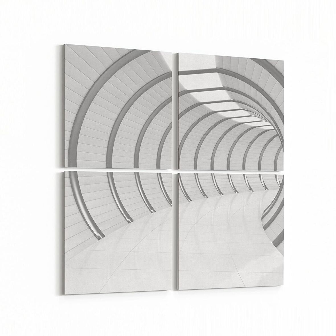 Olla 10438K4 Abstract Tünel Görsel Kare 4'lü Kanvas Tablo (Ölçü: 125X125)