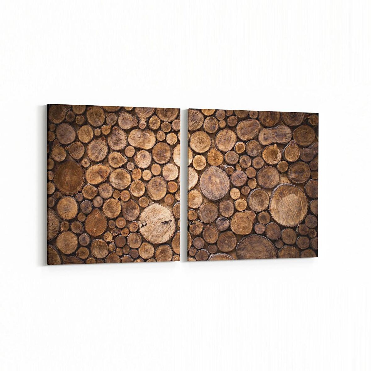 Olla 12044K2Y Ahşap Desen Görseli Kare 2'li Yatay Kanvas Tablo (Ölçü: 145X70)