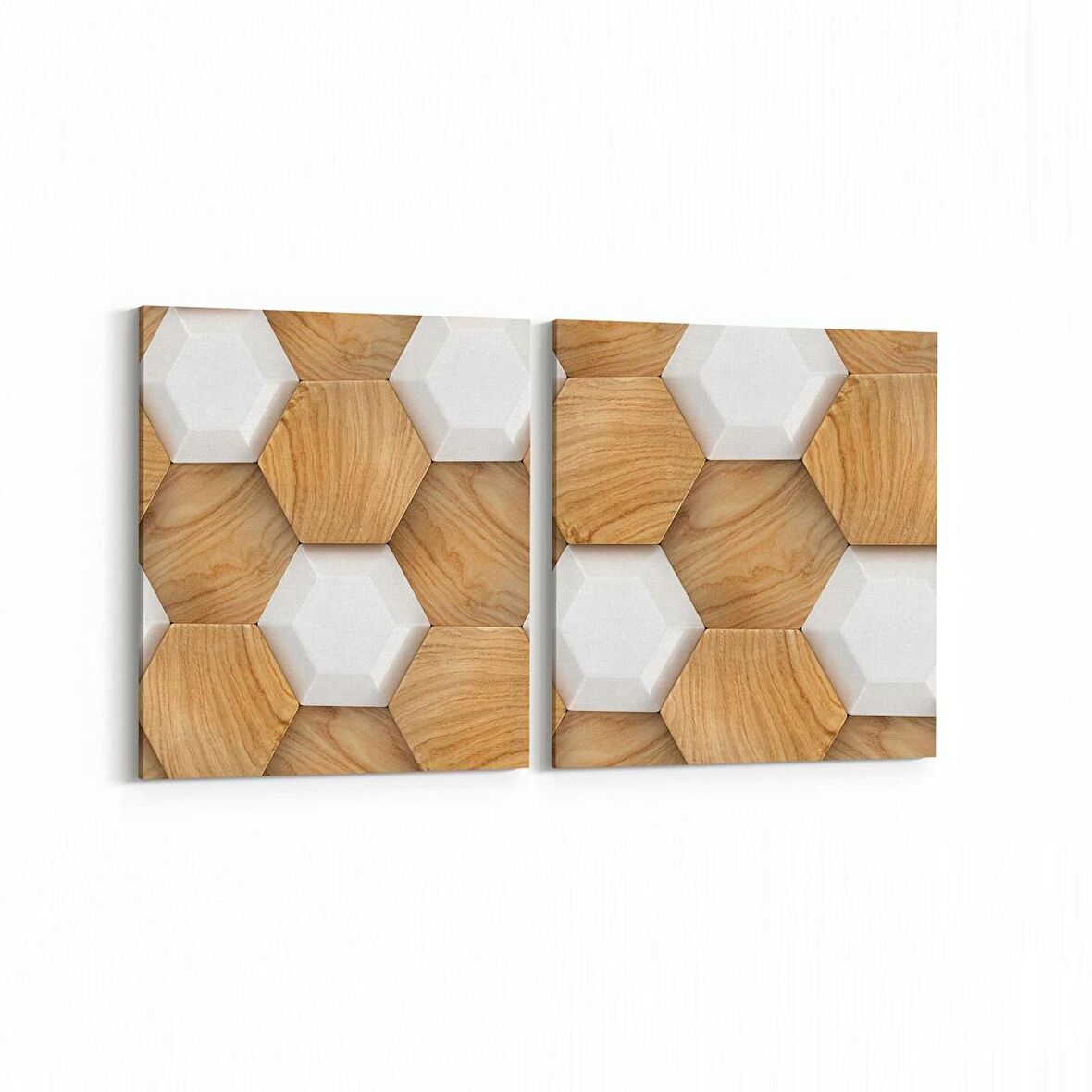 Olla 14956K2Y Geometrik Desen Görseli Kare 2'li Yatay Kanvas Tablo (Ölçü: 125X60)