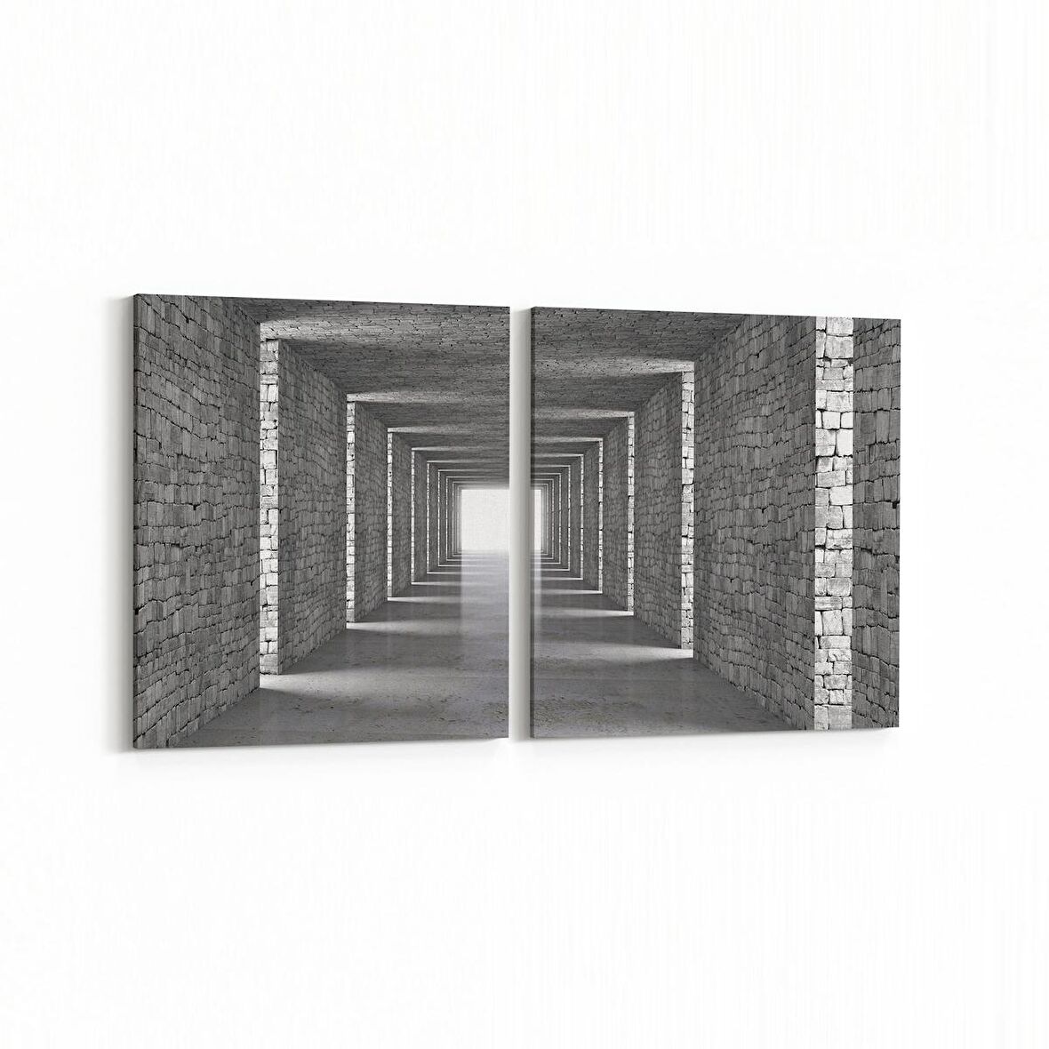 Olla 10435K2Y Abstract Tünel Görsel Kare 2'li Yatay Kanvas Tablo (Ölçü: 105X50)