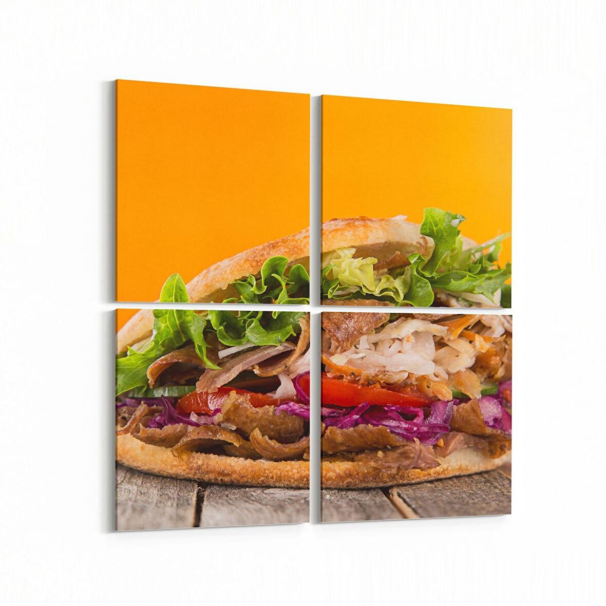 Olla 15228K4 Gıda Görseli Kare 4'lü Kanvas Tablo (Ölçü: 125X125)