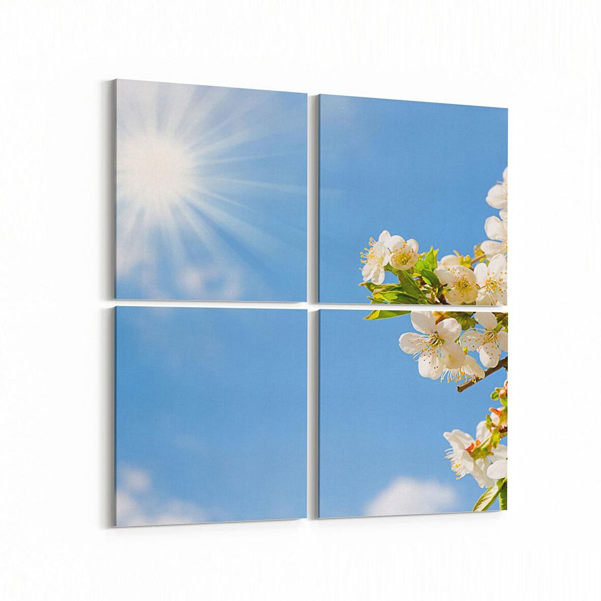 Olla 10465K4 Ağaç Görseli Kare 4'lü Kanvas Tablo (Ölçü: 145X145)