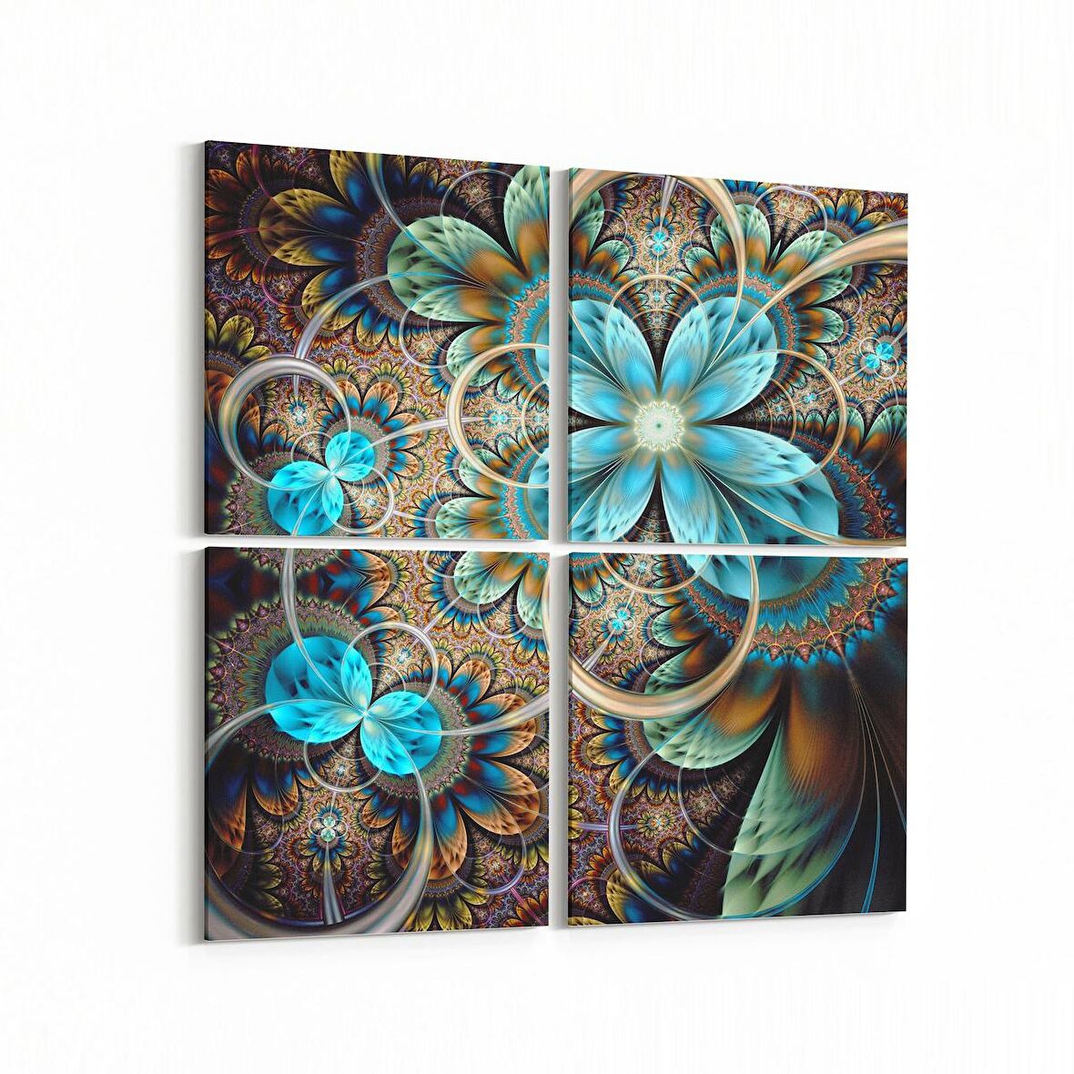 Olla 10320K4 Abstract Görsel Kare 4'lü Kanvas Tablo (Ölçü: 145X145)