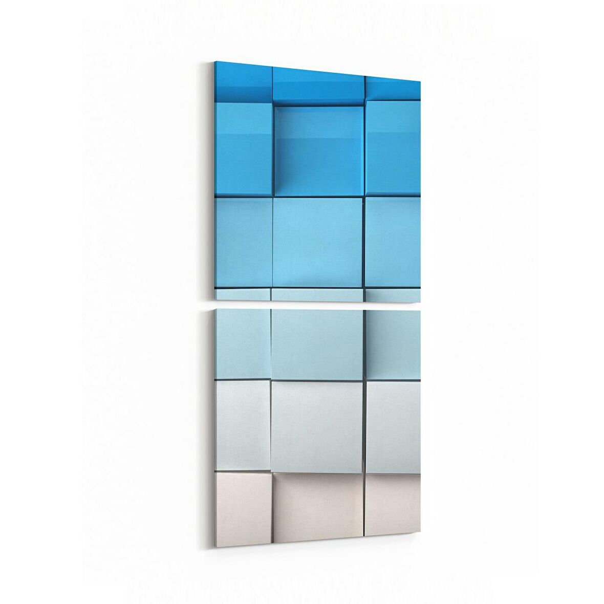Olla 10056K2D Abstract 3 Boyut Görsel Kare 2'li Dikey Kanvas Tablo (Ölçü: 30X65)