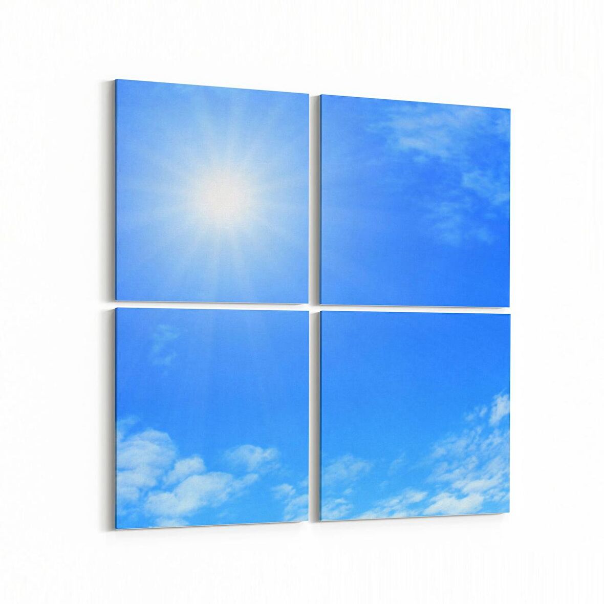 Olla 15731K4 Gökyüzü Bulut Görseli Kare 4'lü Kanvas Tablo (Ölçü: 145X145)