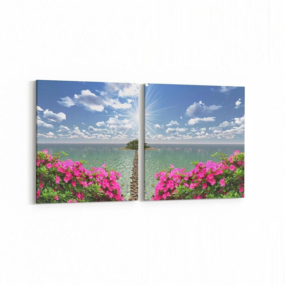 Olla 13570K2Y Doğa / Manzara Görseli Kare 2'li Yatay Kanvas Tablo (Ölçü: 65X30)