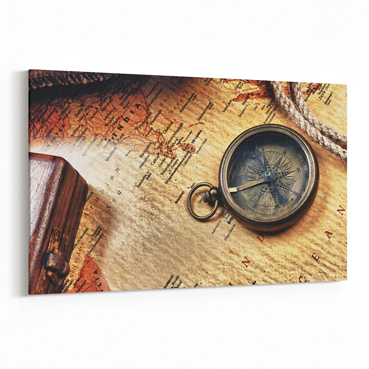 Olla 16175Y Harita Görseli Yatay Kanvas Tablo (Ölçü: 90X60)