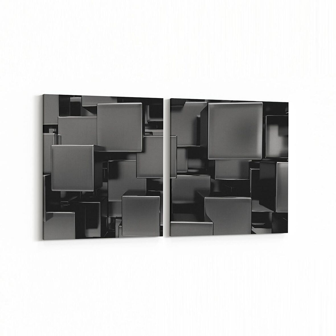 Olla 10058K2Y Abstract 3 Boyut Görsel Kare 2'li Yatay Kanvas Tablo (Ölçü: 145X70)