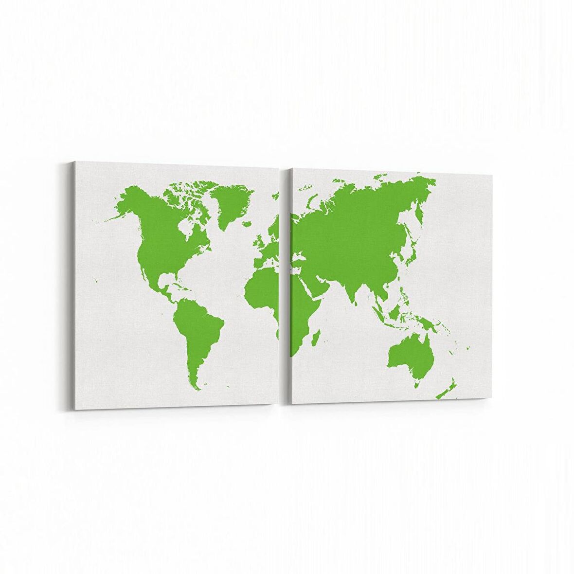 Olla 16237K2Y Harita Görseli Kare 2'li Yatay Kanvas Tablo (Ölçü: 145X70)