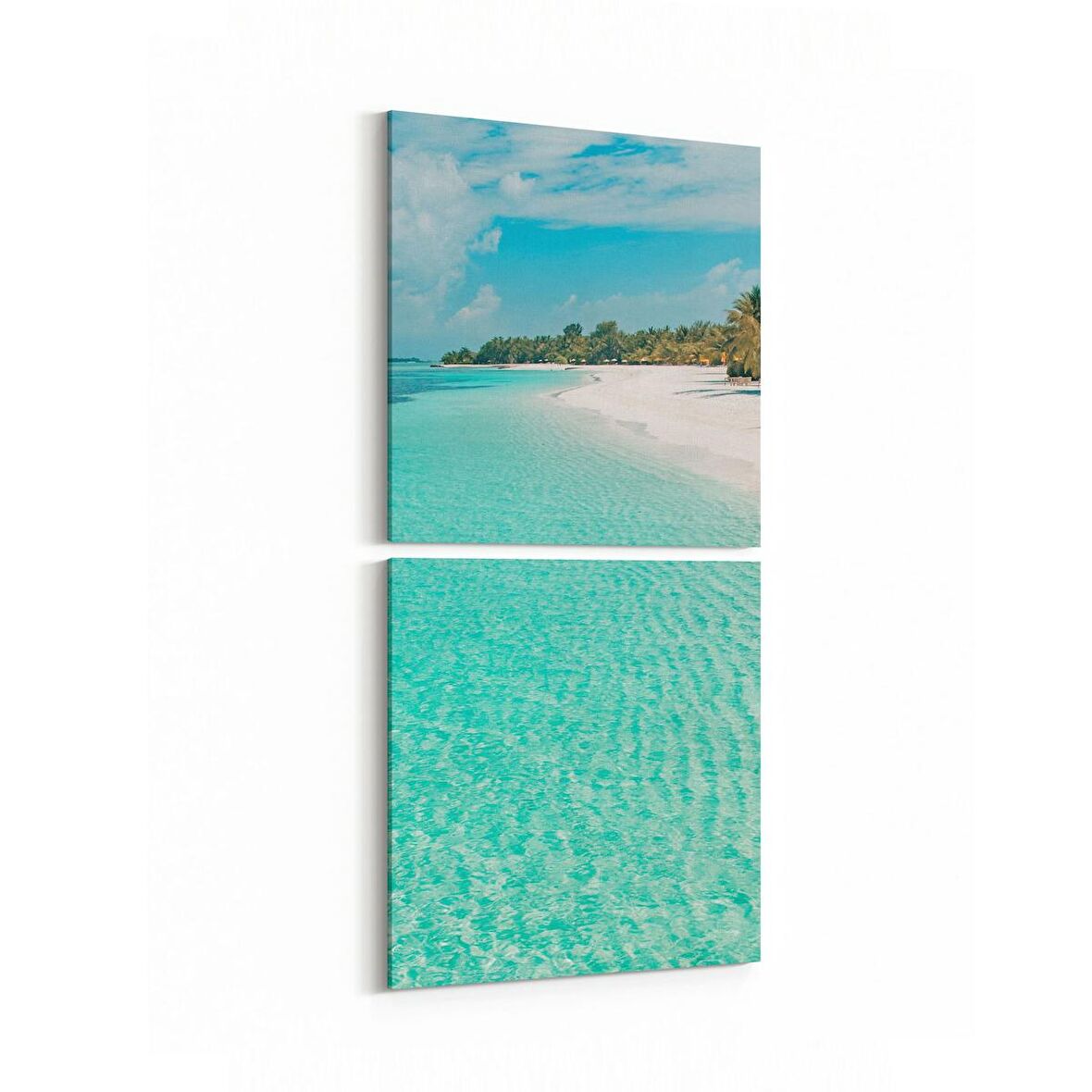 Olla 16575K2D Kumsal / Sahil Görseli Kare 2'li Dikey Kanvas Tablo (Ölçü: 30X65)