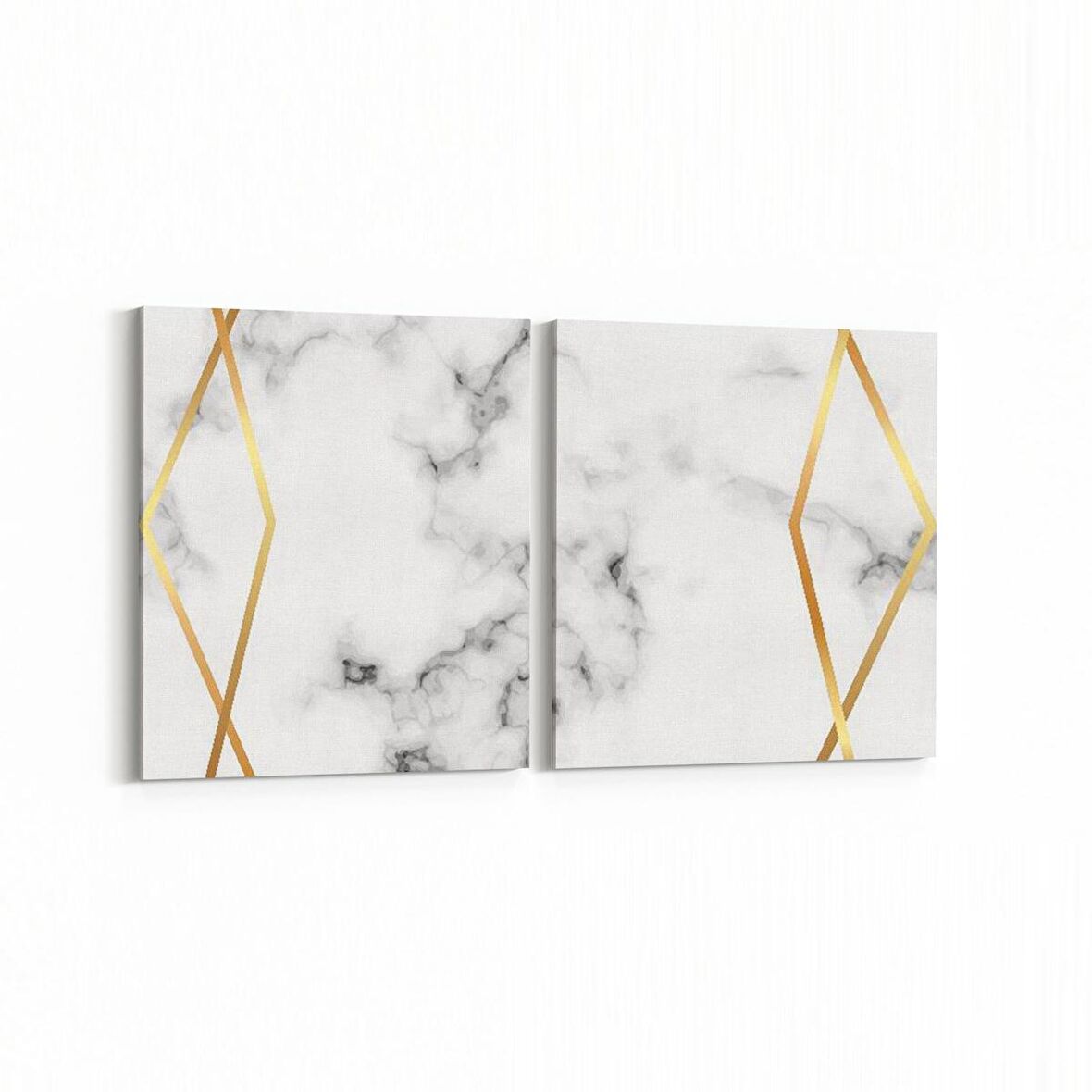 Olla 16727K2Y Mermer Desen Görsel Kare 2'li Yatay Kanvas Tablo (Ölçü: 105X50)