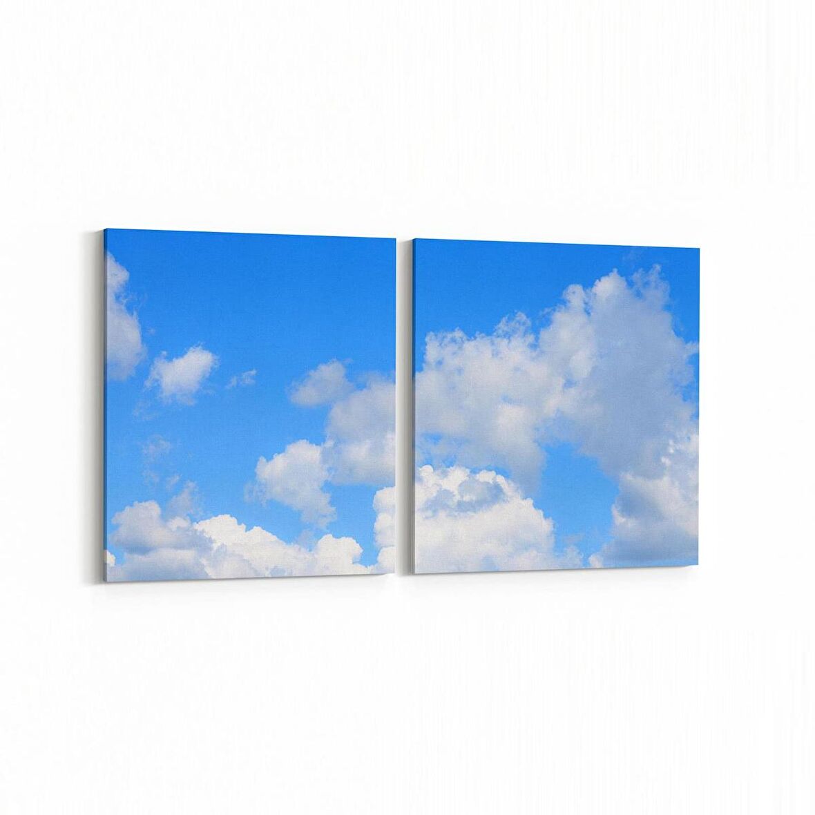 Olla 15795K2Y Gökyüzü Bulut Görseli Kare 2'li Yatay Kanvas Tablo (Ölçü: 65X30)