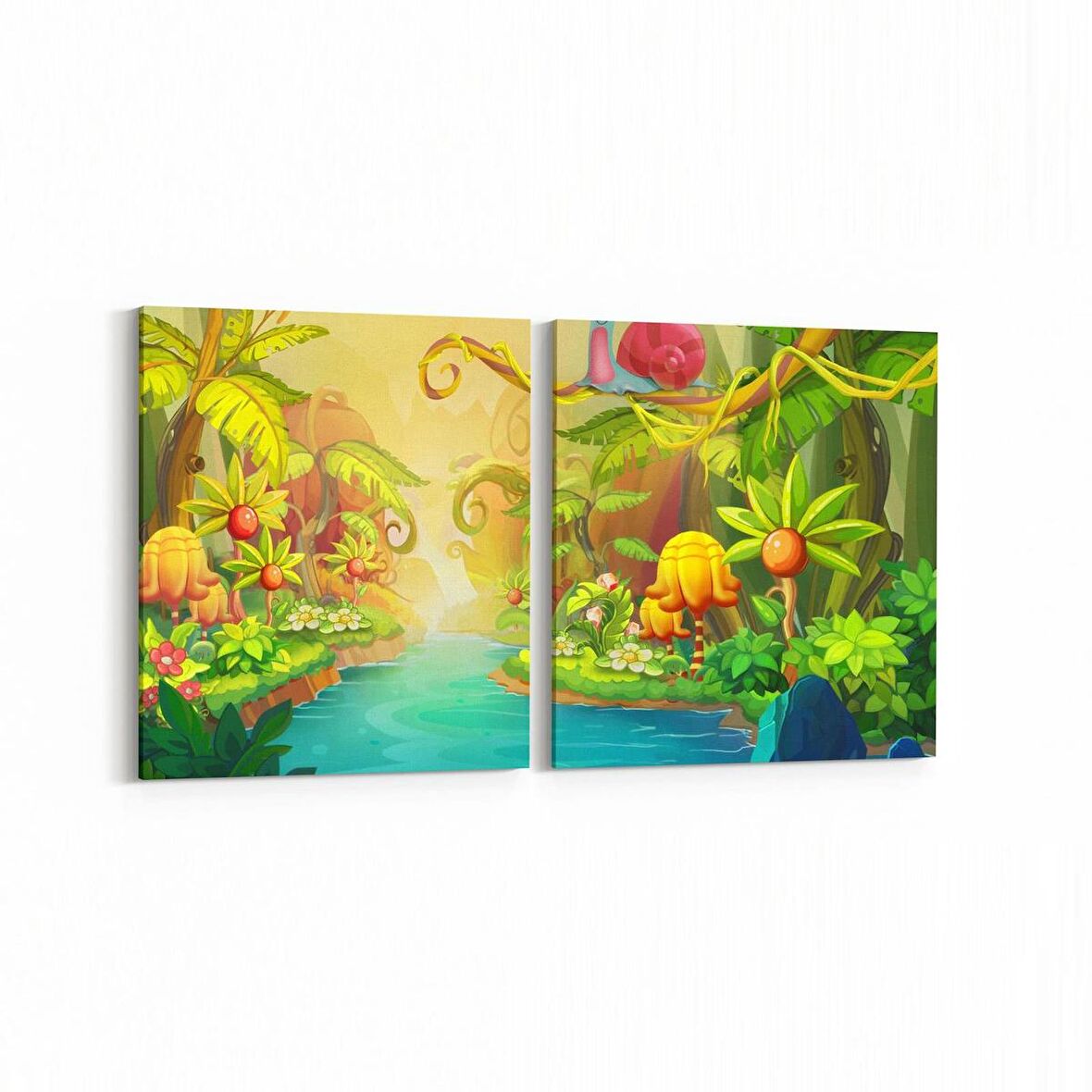 Olla 12786K2Y Çocuk Odası Görseli 2'li Yatay Kanvas Tablo (Ölçü: 105X50)