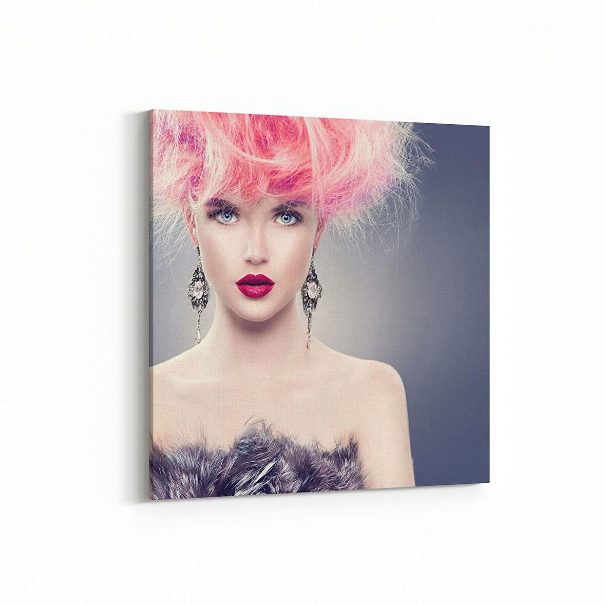 Olla 16887K Model / Manken Görseli Kare Kanvas Tablo (Ölçü: 30X30)