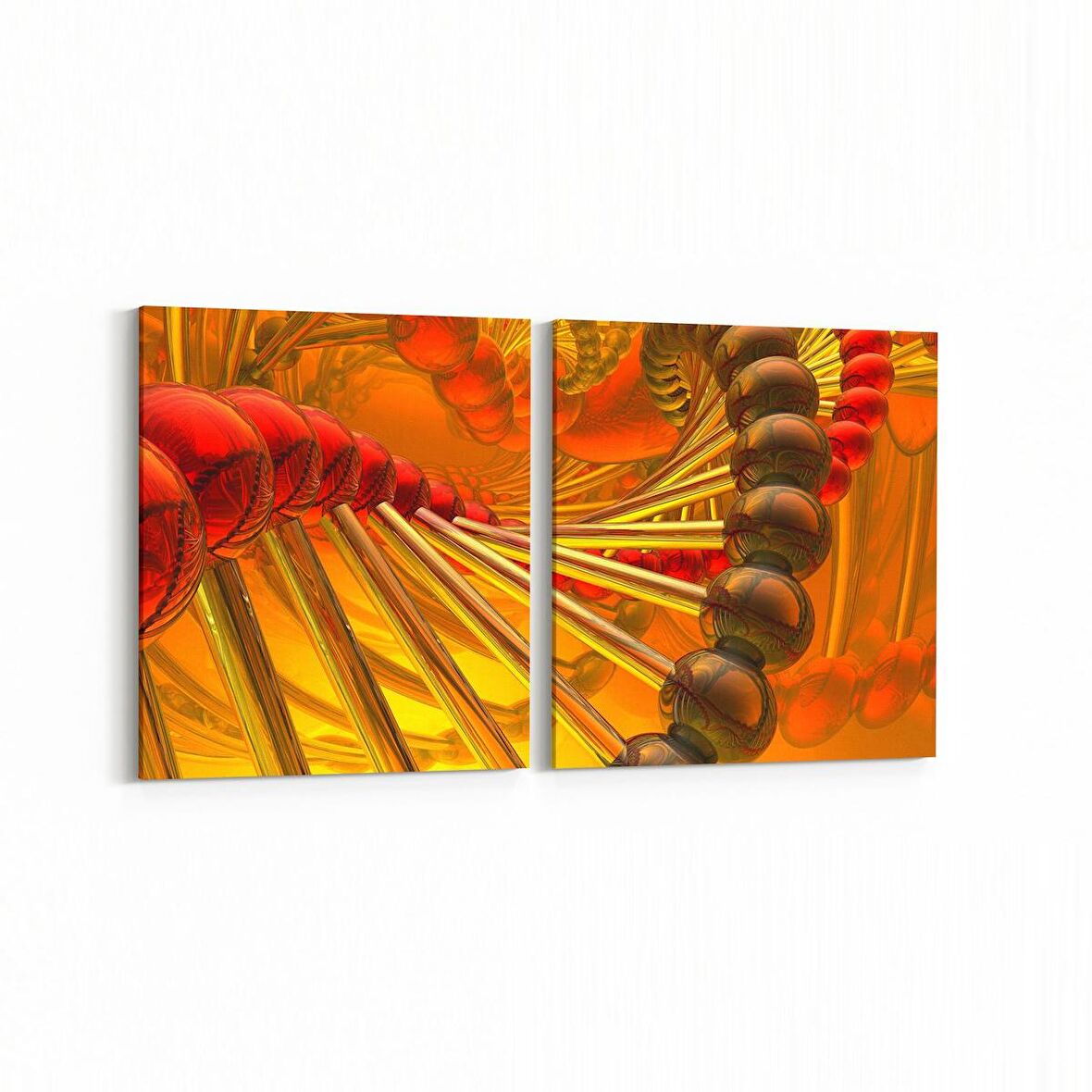 Olla 10290K2Y Abstract Görsel Kare 2'li Yatay Kanvas Tablo (Ölçü: 85X40)