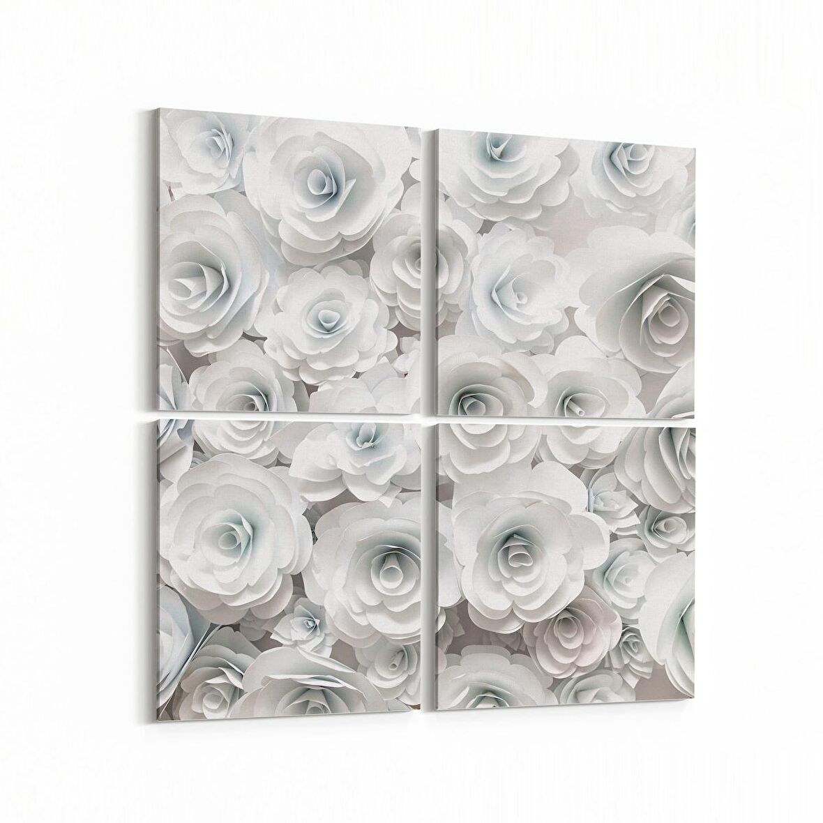 Olla 11597K4 Çiçek Görseli Kare 4'lü Kanvas Tablo (Ölçü: 145X145)