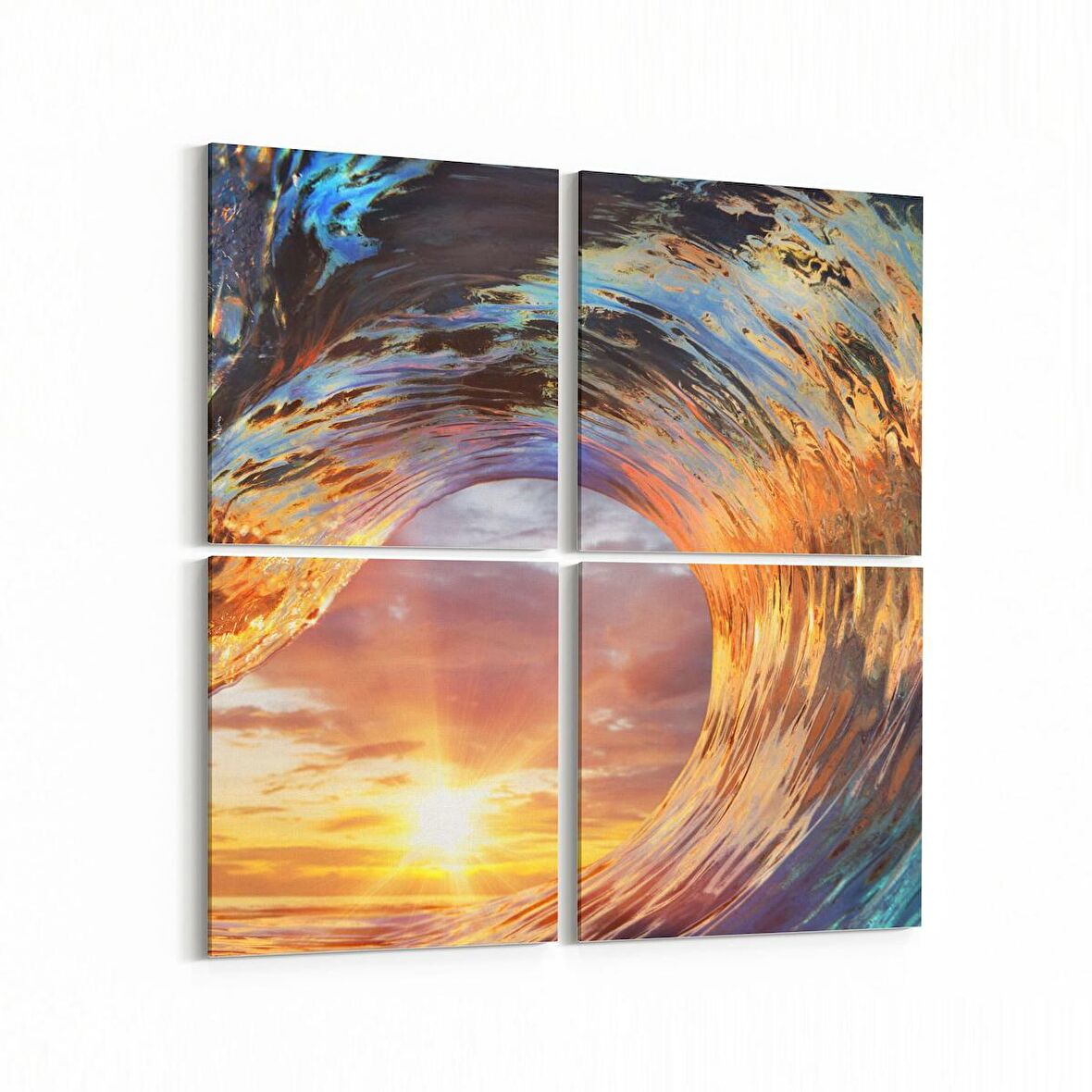 Olla 13009K4 Deniz / Okyanus Görseli Kare 4'lü Kanvas Tablo (Ölçü: 105X105)