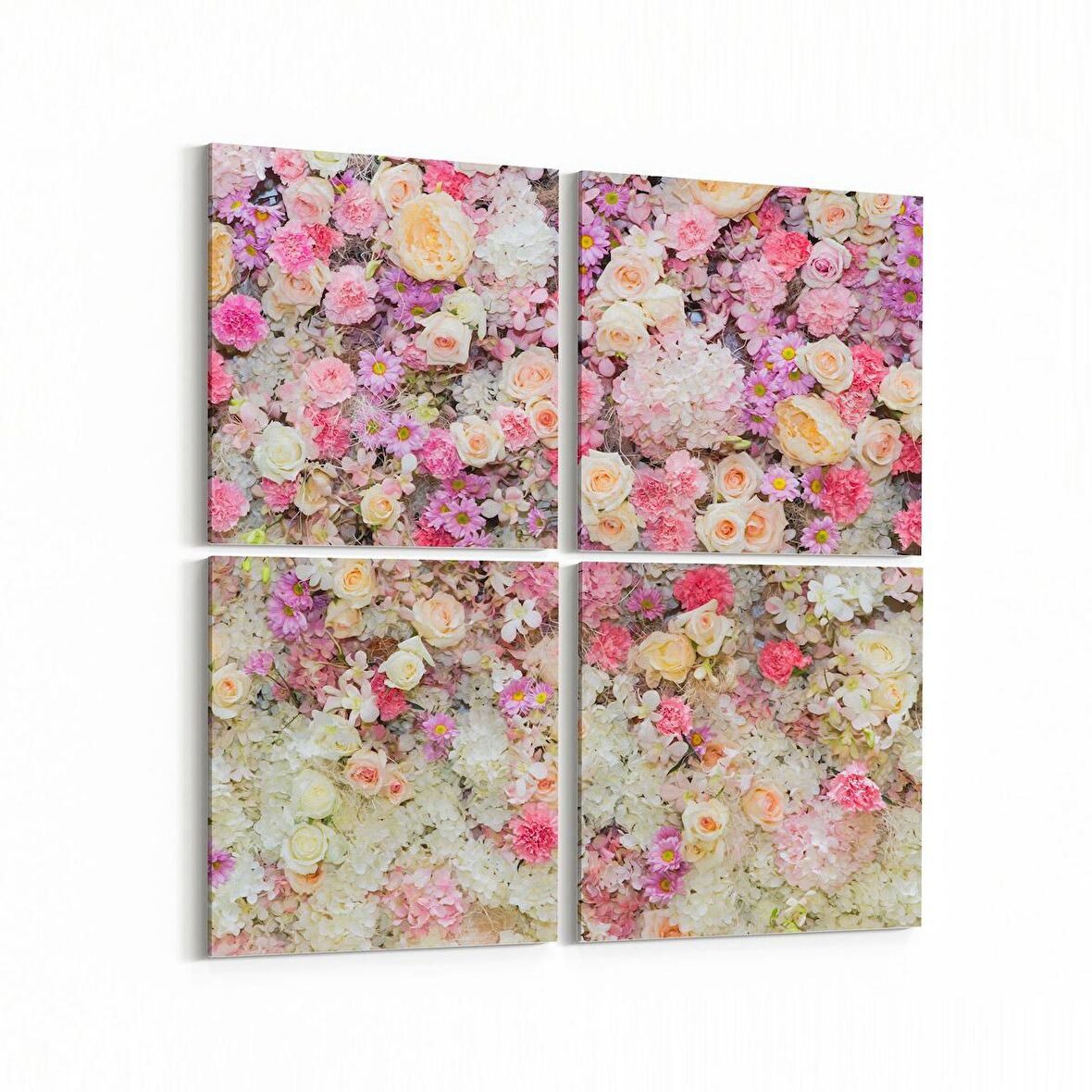 Olla 11583K4 Çiçek Görseli Kare 4'lü Kanvas Tablo (Ölçü: 145X145)