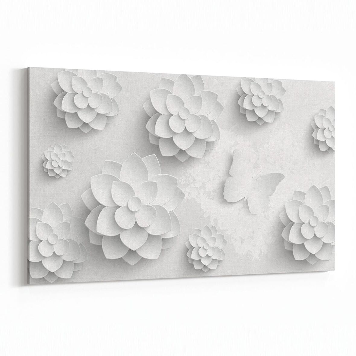 Olla 10460Y Beyaz Kabartma Görseli Yatay Kanvas Tablo (Ölçü: 45X30)