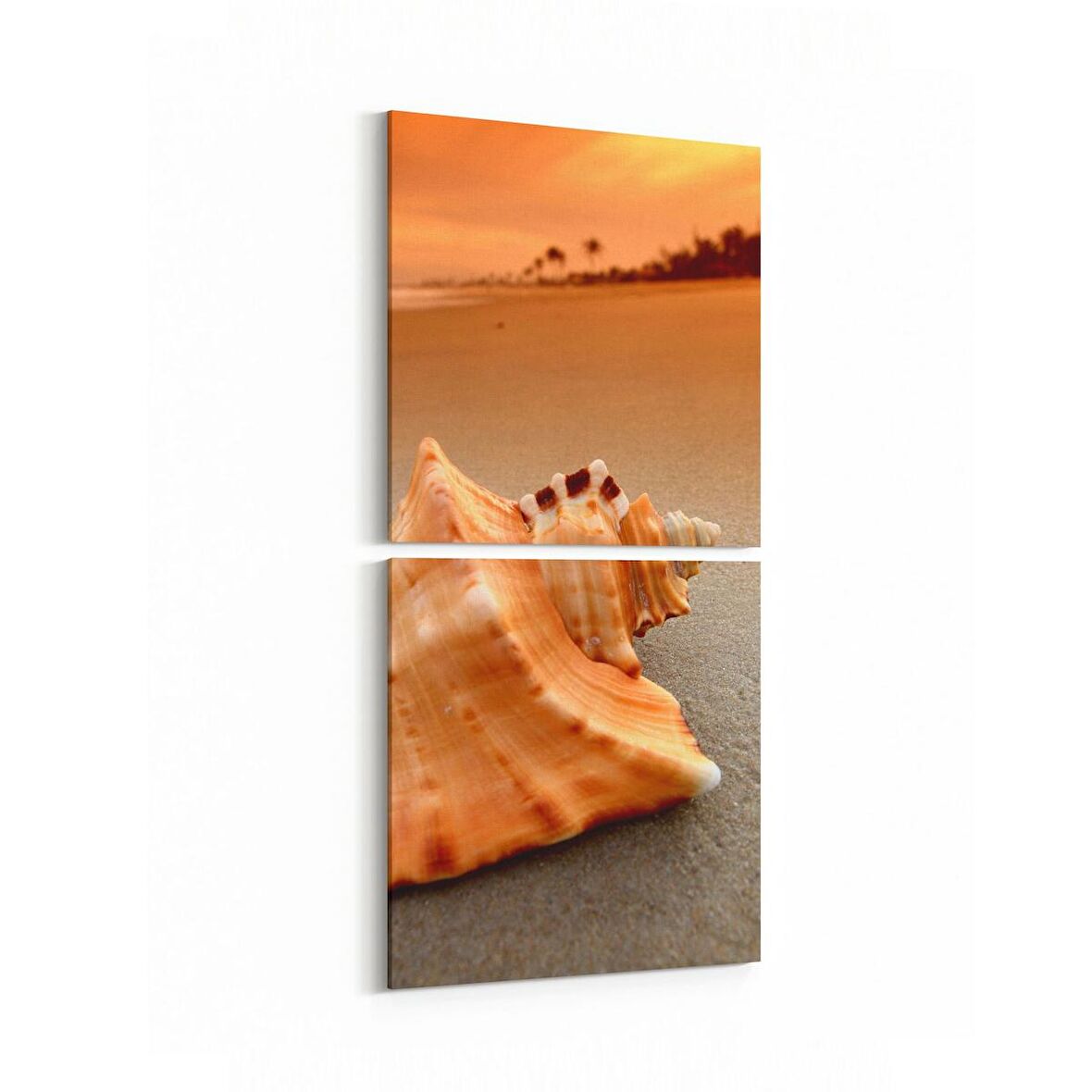 Olla 16006K2D Günbatımı Görseli Kare 2'li Dikey Kanvas Tablo (Ölçü: 30X65)