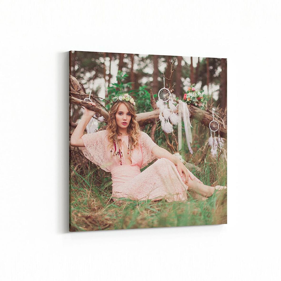 Olla 16955K Model / Manken Görseli Kare Kanvas Tablo (Ölçü: 30X30)