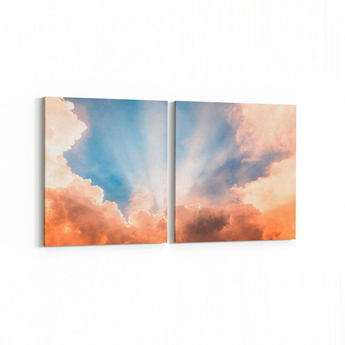 Olla 15970K2Y Günbatımı Görseli Kare 2'li Yatay Kanvas Tablo (Ölçü: 125X60)