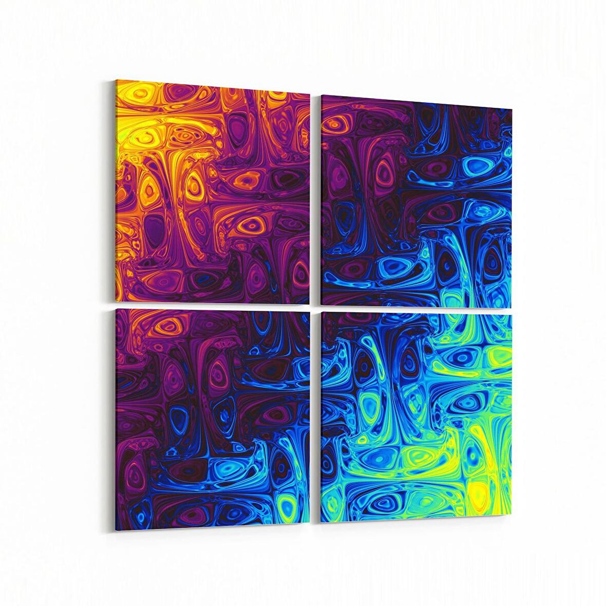 Olla 10387K4 Abstract Görsel Kare 4'lü Kanvas Tablo (Ölçü: 65X65)