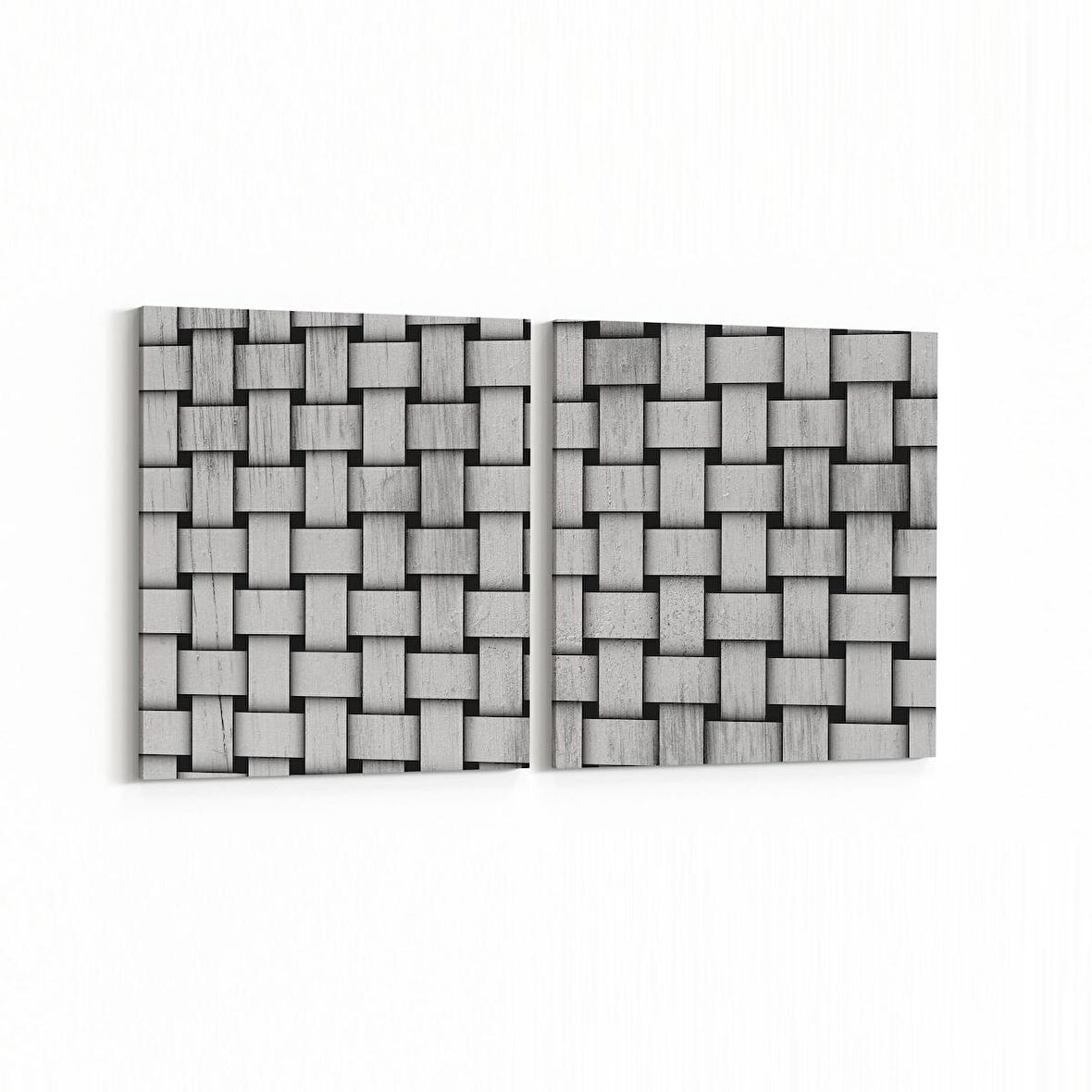 Olla 10025K2Y Abstract 3 Boyut Görsel Kare 2'li Yatay Kanvas Tablo (Ölçü: 65X30)