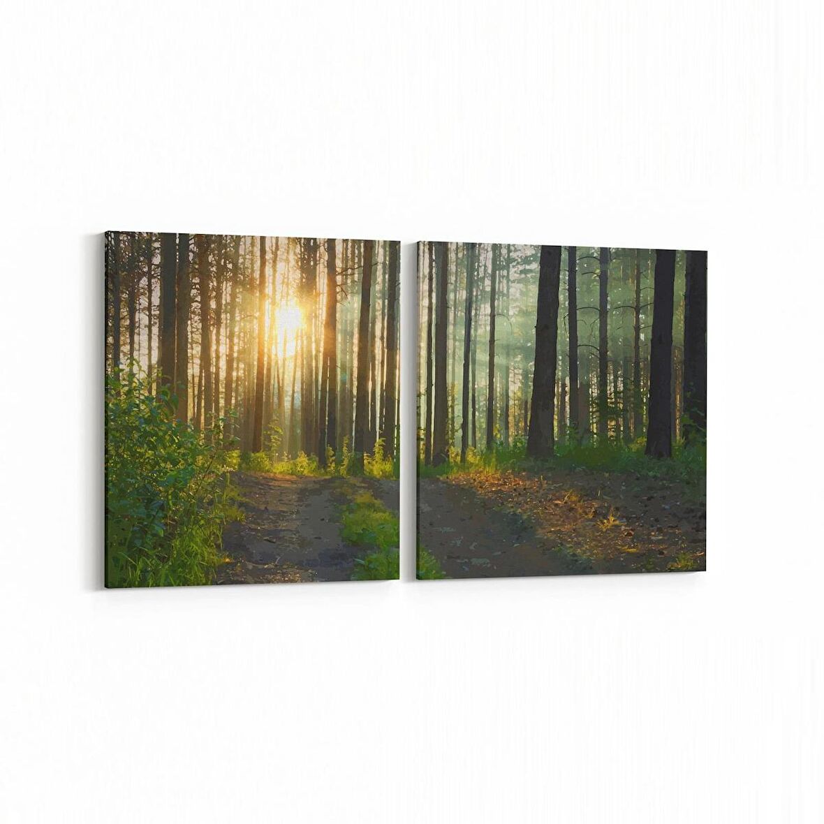 Olla 13833K2Y Doğa / Manzara Görseli Kare 2'li Yatay Kanvas Tablo (Ölçü: 145X70)