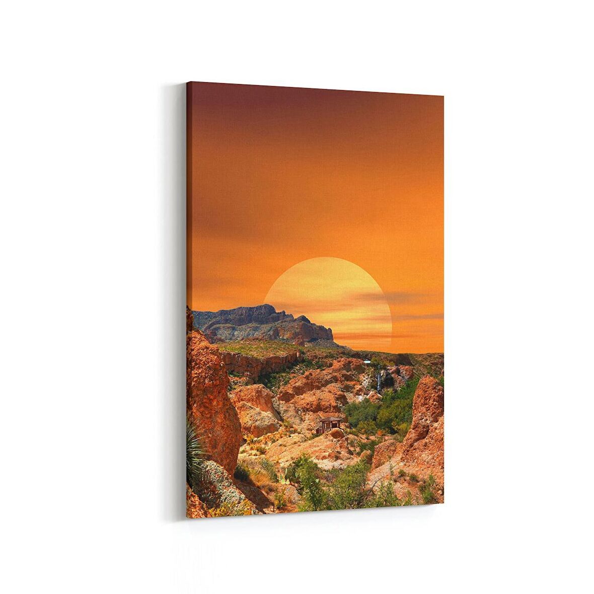 Olla 16003D Günbatımı Görseli Dikey Kanvas Tablo (Ölçü: 60X90)