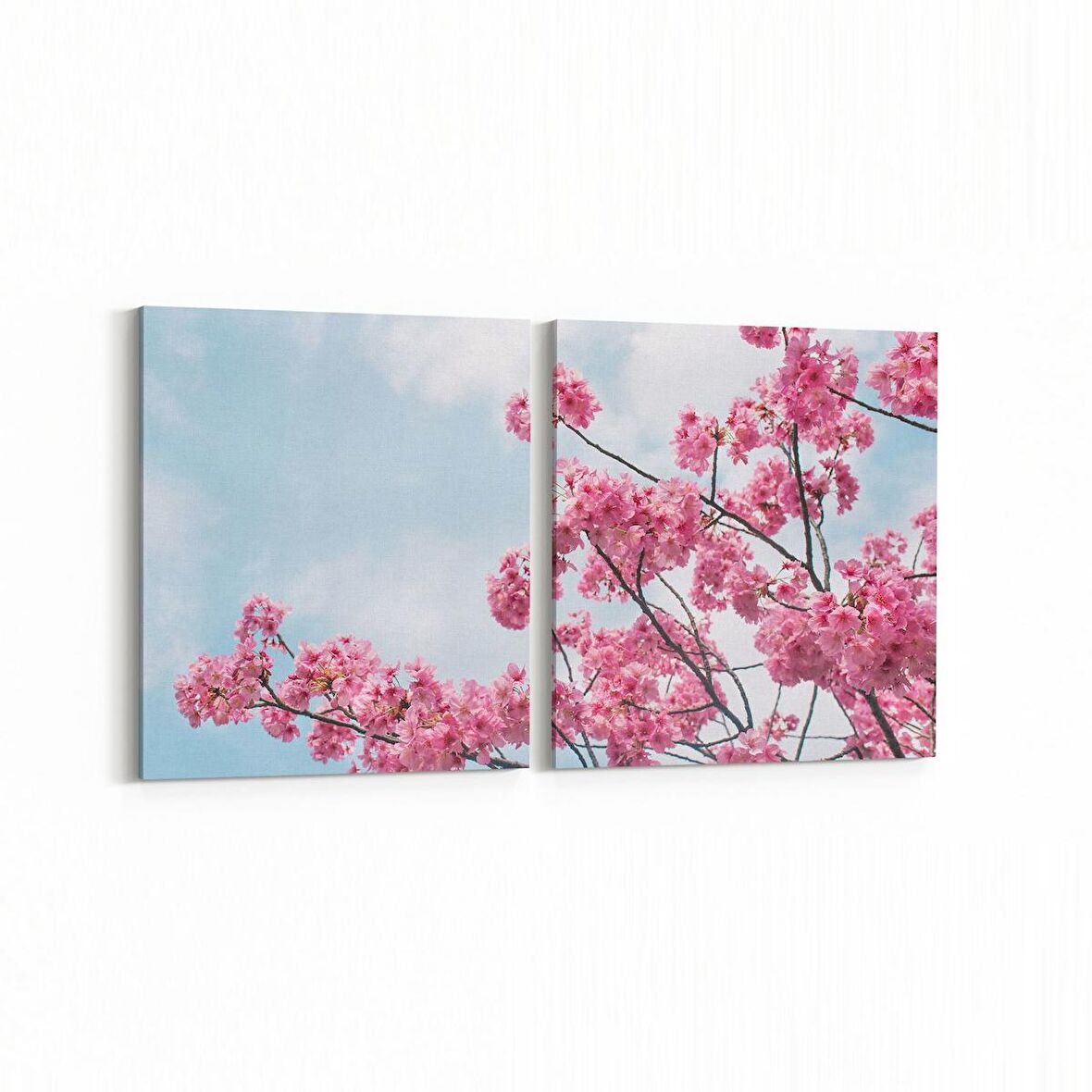 Olla 10944K2Y Ağaç Görseli Kare 2'li Yatay Kanvas Tablo (Ölçü: 145X70)