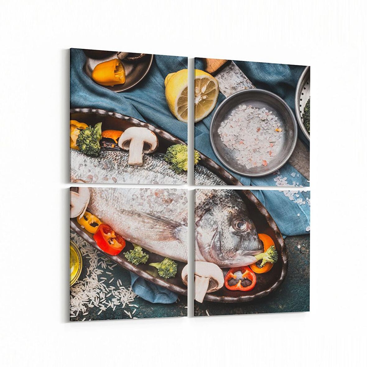Olla 15224K4 Gıda Görseli Kare 4'lü Kanvas Tablo (Ölçü: 145X145)