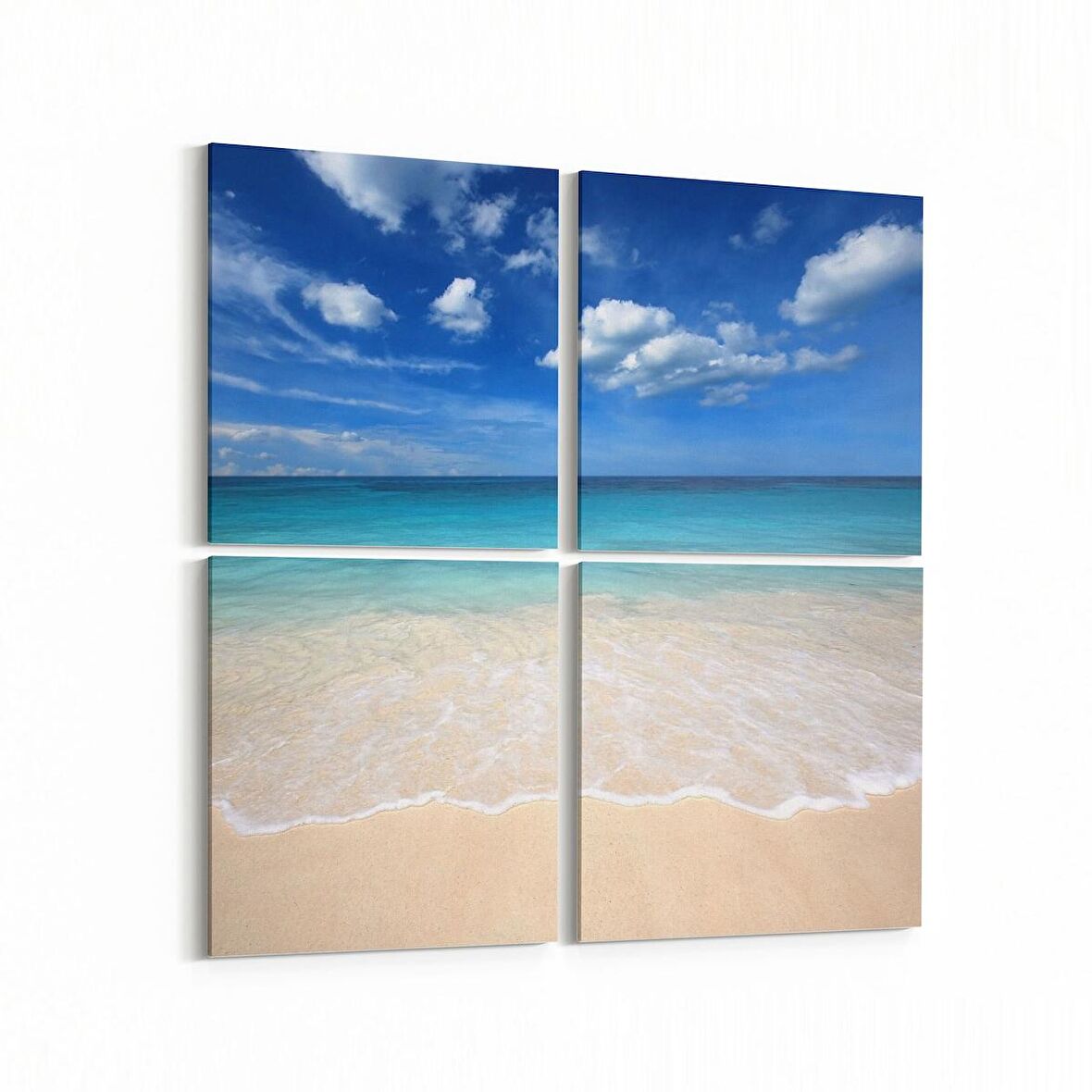 Olla 16410K4 Kumsal / Sahil Görseli Kare 4'lü Kanvas Tablo (Ölçü: 145X145)