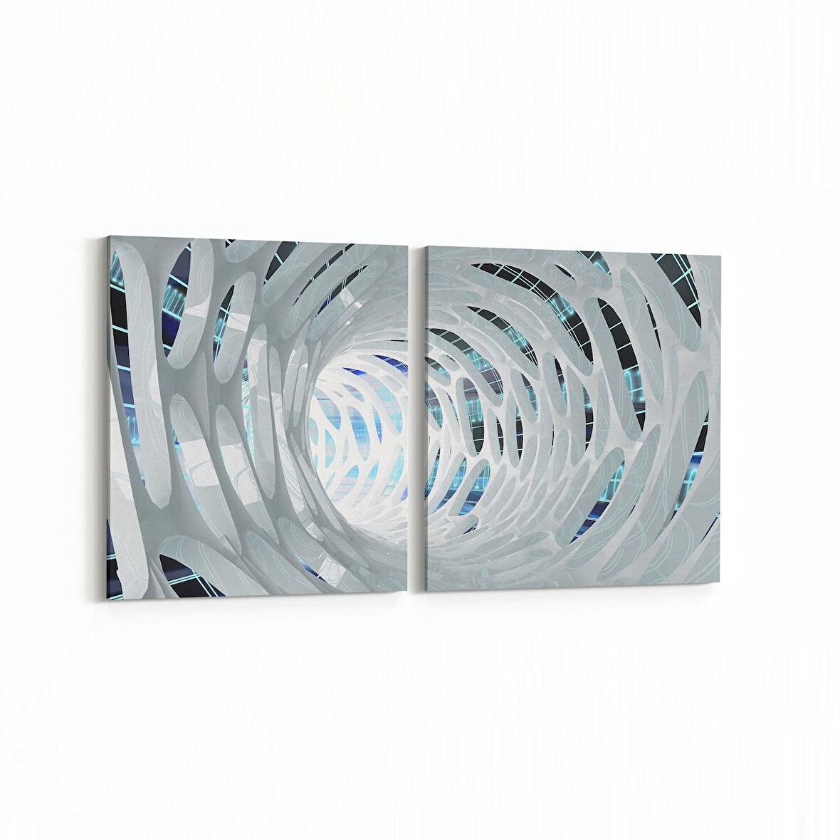 Olla 10235K2Y Abstract Girdap Görsel Kare 2'li Yatay Kanvas Tablo (Ölçü: 145X70)