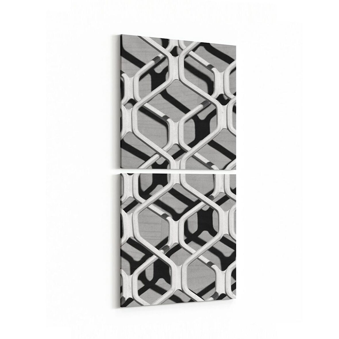 Olla 10038K2D Abstract 3 Boyut Görsel Kare 2'li Dikey Kanvas Tablo (Ölçü: 30X65)